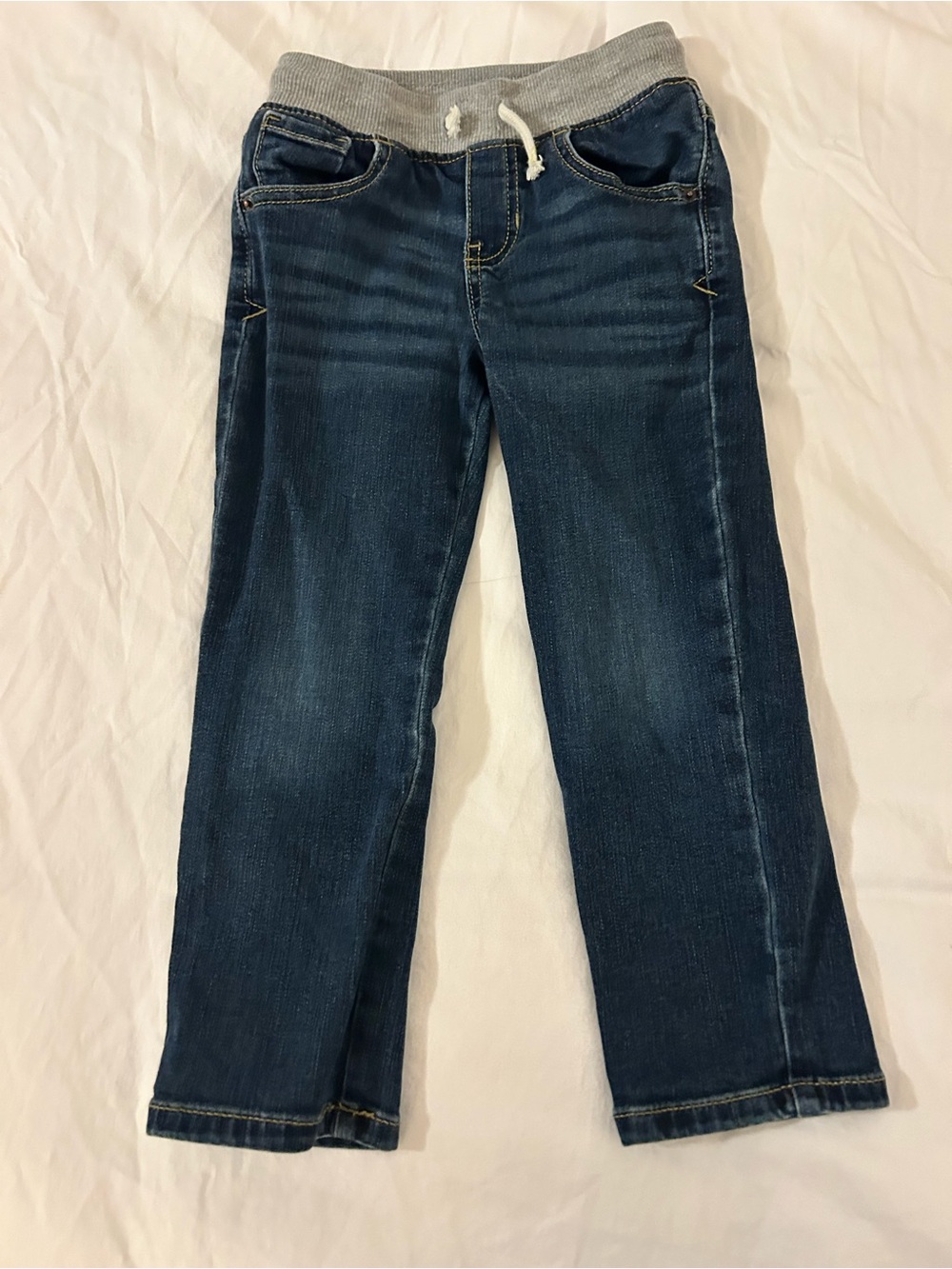 Cat & Jack Boys Dark Blue Jeans with Grey Knit Waistband